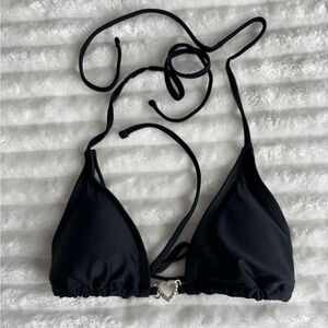 Black Bikini Top with Heart Charm